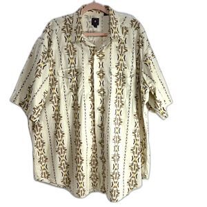 Mens Vintage Panhandle Slim Pearl Snap Western Aztec Shirt Short Sleeve XXL